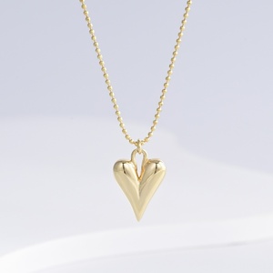 wholesale plata 925 sterling silver 18k gold bow chain necklace Everyday Wear dainty heart Minimalist ladies pendant necklaces - Product Image 3