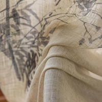 Voilage de luxe en lin imprimé bambou oriental, élégant et texturé, filtrant la lumière, pour décoration intérieure, sur mesure