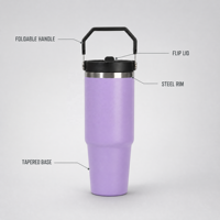 Gobelet isotherme sous vide en acier inoxydable 304 de 30 oz avec poignée pour porte-gobelet de voiture, tasse à café glacé de voyage, vente en gros pour l'extérieur