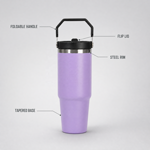Vaso Térmico de Acero Inoxidable 304 de 30oz con Asa para Portavasos de Coche, Taza de Café Helado para Viajes, Venta al por Mayor para Exteriores - Product Image 4