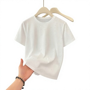 T-shirt en strass pour homme, manches courtes, col rond, tee-shirt à pois brillants, streetwear surdimensionné, OEM ODM, logo personnalisé - Product Image 1