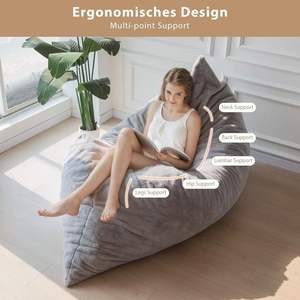 Canapé-<span class=keywords><strong>lit</strong></span> géant moderne 3-en-1 en fausse fourrure avec rembourrage en mousse haute densité, pouf pliable pour adultes - Product Image 4