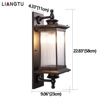 Applique murale industrielle LED longue en aluminium rétro, étanche IP65, pour extérieur, avec diffuseur en verre, pour jardin, style européen.