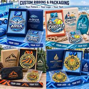 Custom Sports Competition Soft Enamel Medals for Swimming Softball and Endurance Events with Personalized Printed Ribbons - Product Image 2