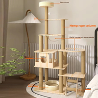 Arbre d'activités pour chat à plusieurs niveaux avec poteaux à gratter en sisal, maisonnette en bois, design haut pour l'exercice et le divertissement des chats d'intérieur