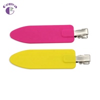 Pinces à cheveux Genya 8CM roses, sans pli, mates, pour soins de la peau, maquillage et coiffure, logo personnalisé