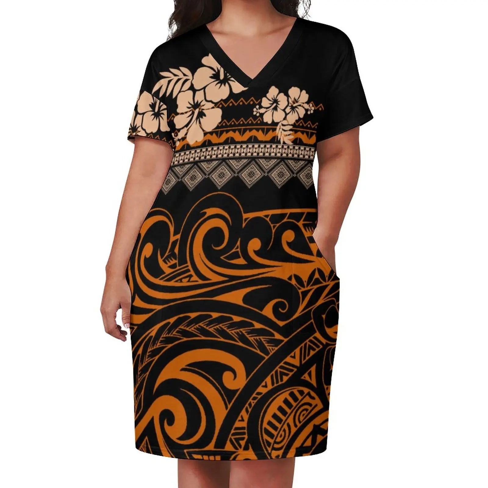 Cộng với kích thước váy váy Polynesian phụ nữ đảo bên giản dị Dresses samoan thiết kế Tribal DRESS Hot Bán polyester cotton mùa hè