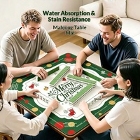 Tapis de Mahjong en Caoutchouc Naturel Thème Noël en Gros – Stock Disponible, Antidérapant, Réducteur de Bruit, Anti-Taches, Housse de Table de Jeu