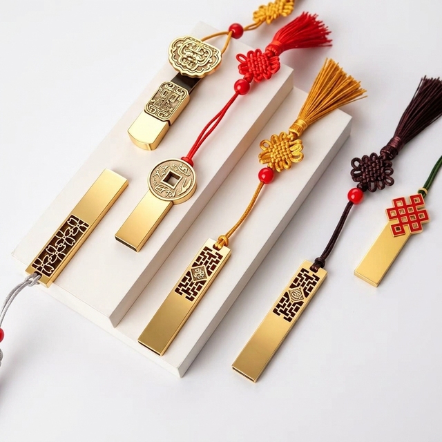 Wholesale New Corporate Gift Metal USB Flash Drives 4GB/8GB-128GB Chinese-style Ruyi-themed Custom-branded 5-Year Warranty