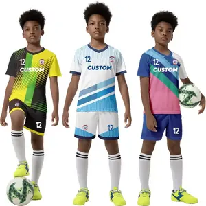 カスタムメイドサッカージャージー安い昇華男の子キッズサッカーユニフォームユースガールズブランクサッカートレーニングジャージー