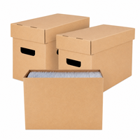Caja de Almacenamiento de Papel Kraft Resistente con Tapa y Asa, Caja de Archivo de Cartón Corrugado, Organizador de Documentos, Caja para Cómics y Discos