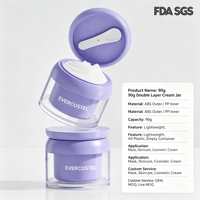 Pot à crème double couche personnalisé en usine, extérieur ABS, intérieur PP, léger, entièrement en plastique, vide, pour emballage cosmétique et soins de la peau