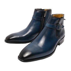 Bottes <span class=keywords><strong>de</strong></span> <span class=keywords><strong>dressage</strong></span> pour hommes en cuir <span class=keywords><strong>de</strong></span> qualité supérieure avec semelle en caoutchouc, chaussures en cuir véritable pour hommes - Product Image 1