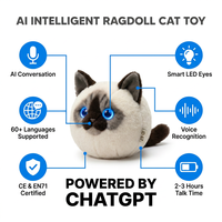 Peluche Électronique Chat Ragdoll ChatGPT IA Intelligente avec LED à Tonalité Chaude Variable et Communication Multilingue