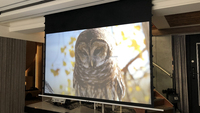 Pantalla de Proyección Motorizada de 100-150 Pulgadas, Empotrada en el Techo, ALR 4K, Acústica Transparente, con Sistema de Tensión por Láminas, para Cine en Casa