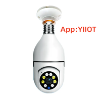 Caméra de surveillance IP sans fil panoramique 360° HD avec vision nocturne, mini ampoule PTZ, application YIIOT
