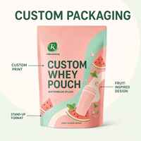 Sachet à fond plat personnalisé avec logo, qualité alimentaire, pour poudre de protéines de lactosérum, emballage de suppléments nutritionnels sportifs avec fermeture éclair