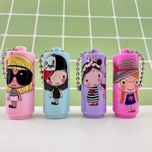 סגנון מודרני ילדים צעצוע רחוב ילדה קטנה מצוירת Led ילדים מיני תאורת חירום עגולים מחזיקי מפתחות