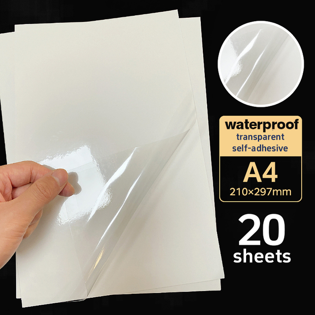 Wholesale A4 Transparent Vinyl Self-adhesive Sticker Photo Paper Waterproof Clear Custom Self Adhesive Vinyl Sticker Paper Sheet