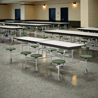 Table de cantine scolaire 8 places avec chaises pliantes mobiles pour appartement, atelier, hôtel, usage universitaire, table en bois pour étudiants