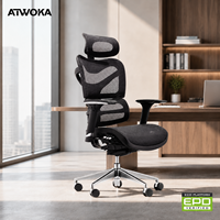 Chaise de bureau ergonomique moderne certifiée EPD à dossier haut - Chaise de travail réglable en tissu respirant pour projets commerciaux