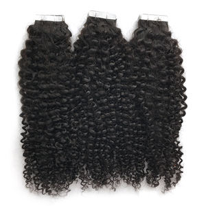 Extensions de <span class=keywords><strong>cheveux</strong></span> humains vierges chinois bouclés ultra-légères à bandes adhésives, double épaisseur, aspect naturel et coiffage polyvalent – Vente en gros - Product Image 1