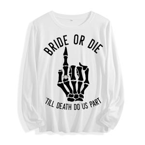 Camiseta <span class=keywords><strong>de</strong></span> manga larga <span class=keywords><strong>de</strong></span> tela suave "Bride or Die Skeleton Hand Graphic" multicolor - Product Image 1
