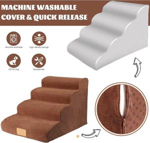 Maßgefertigte, Langlebige Haustier-Rampe mit Treppe für Hohe Betten, Schaumstoff, Abnehmbare Abdeckung, Robuste Cord-Hunde- und Katzen-Rampen - Product Image 2