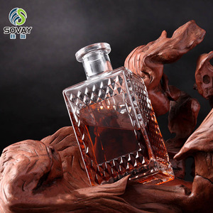 Nhà máy OEM tùy chỉnh 500ml 700ml 750ml rượu nặng cơ sở phun cát vuông Tequila chai thủy tinh - Product Image 1