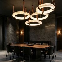Lampe suspendue circulaire de style espagnol moderne et luxueuse en faux albâtre, luminaire suspendu aspect marbre pour salon, chambre à coucher, hôtel