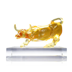 שיפוע צבע אמנותי שיפוע קריסטל שור פסל עבודת יד שור figbine הדפסה אמנות מודרנית דף בית מתנה קולקנת noriva noriva - Product Image 1