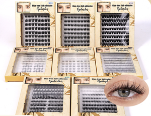 Handmade Natural No Glue Self <b>Adhesive</b> Cluster <b>Lashes</b> Pre-Cut Individual Pre-Bond Technology Press-On Reusable DIY Crisscross - Product Image 6