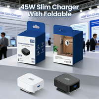 Cargador de Pared Portátil Tommox de 45W GaN, Tipo-C PD, Plegable, Enchufe EU/KR, Adaptador de Carga Rápida USB C para iPad/Tablet/Teléfono