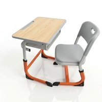 Ensemble bureau et chaise pour étudiants, très vendu, réglable, ergonomique, avec structure métallique, table et chaise en MDF pour salle de classe
