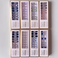 24 faux ongles artificiels en PVC faits à la main, forme cercueil, couvrance totale, style français, taille 2XL, en ABS, prix de gros