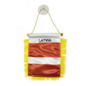Custom LATIVA Satin Pennant Flag Car Mini Flag <b>Banner</b> with Yellow Tassels - Product Image 1