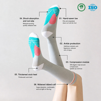 Chaussettes de compression pour femmes, sport, course à pied, yoga, coton, compression musculaire, absorption des chocs, antidérapantes, mi-hautes