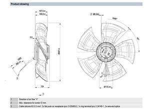 Ventilador axial de CA de 500 mm ebm-papst A6E500-AJ03-05, ventilador de refrigeración industrial para sistemas HVAC y de condensación - Product Image 2