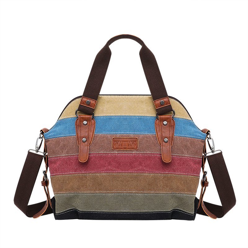 1786 Backpack Canvas Shoulder Bag Multi-Color Splice Handbag Tote Bag Colour Block Bag, Bag,colourful Handbag,rainbow Backpack  main image 2