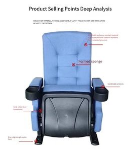 Poltrona da <span class=keywords><strong>Cinema</strong></span> Ergonomica in Tessuto Rosso e Nero con Portabicchieri per Uso in Teatri e <span class=keywords><strong>Cinema</strong></span> - Product Image 3