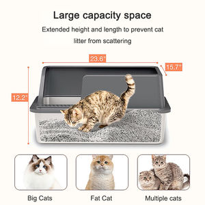 فولاذ مقاوم للصدأ عالي الجودة كبير القط ، شبه مغلق ، مقاوم للتسرب ، صلب مقاوم للصدأ للقطط - Product Image 3