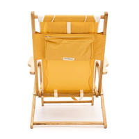 Chaise pliante de plage en bois couleur personnalisée, chaise inclinable avec poche, chaise d'extérieur en bois réglable avec appui-tête