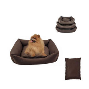 Un paquete completo que incluye una cama elegante para mascotas de gamuza repujada con estampado de tigre de alta gama, en tallas S/M/L, color marrón oscuro. - Product Image 6