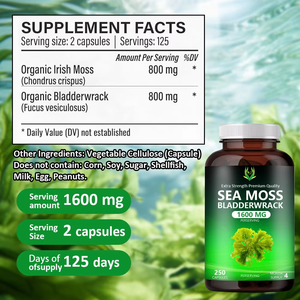 Hot Selling 1600MG Premium Quality Sea Moss Capsules with Bladderwrack Support Digestive Healthy and Promote Immunity for Adult - Product Image 2