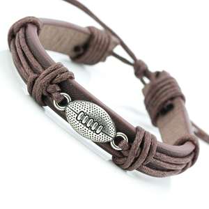 Bracelets en cuir personnalisés pour hommes et adolescents, bijoux sportifs d'équipe, bracelet à breloques pour adolescents, taille ajustable - Product Image 1