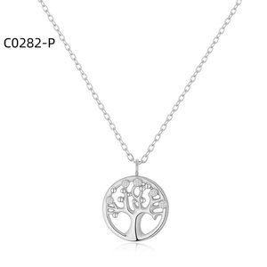 Amy Amy <b>Tree</b> Of Life Pendant Necklace Rhodium Plated Cubic Zirconia Women's Fashion Jewelry Everyday Wearing Gift - Product Image 1