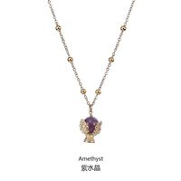 Chaud métal feuille trophée cadeau inoxydable titane acier collier étanche ne se décolore pas pierre naturelle Pauline fleur pendentif bijoux