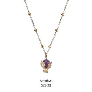 Chaud métal feuille trophée cadeau inoxydable titane acier collier étanche ne se décolore pas pierre naturelle <span class=keywords><strong>Pauline</strong></span> fleur pendentif bijoux - Product Image 5