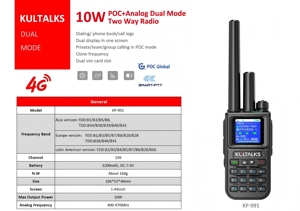 Kultalks KP-991 toàn cầu <span class=keywords><strong>PPT</strong></span> Walkie Talkie hai chế độ không giới hạn phạm vi USA không có Hợp Đồng 5000km B2539 - Product Image 5