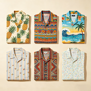 Camicia Hawaiana da Uomo Personalizzata OEM in Rayon con Stampa Foglie di Palma, Taglie Forti, Colletto Camp, Manica Corta, Abbigliamento Estivo da Resort - Product Image 4